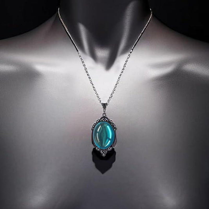 Gothic Stardust Crystal Cameo Necklace Red Purple Crystal Pendant Necklace Vintage Satan Demon Halloween Jewelry for Women